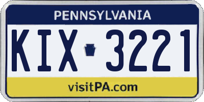 PA license plate KIX3221