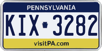 PA license plate KIX3282