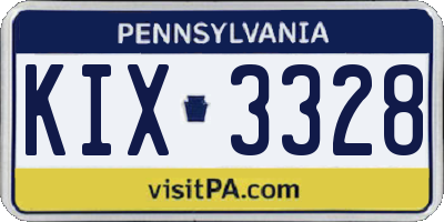 PA license plate KIX3328