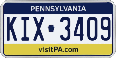 PA license plate KIX3409