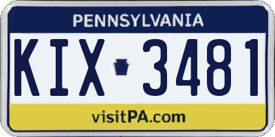 PA license plate KIX3481