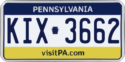 PA license plate KIX3662
