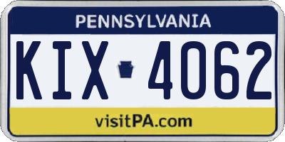PA license plate KIX4062