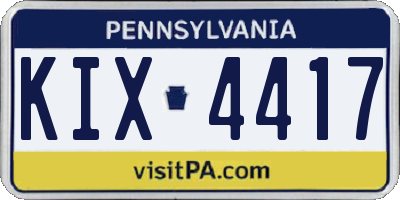PA license plate KIX4417