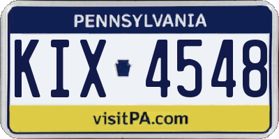 PA license plate KIX4548