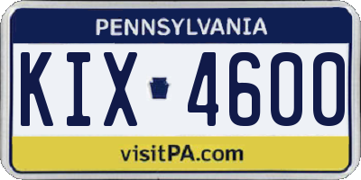 PA license plate KIX4600