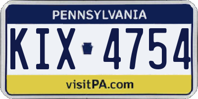 PA license plate KIX4754
