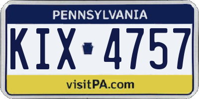 PA license plate KIX4757