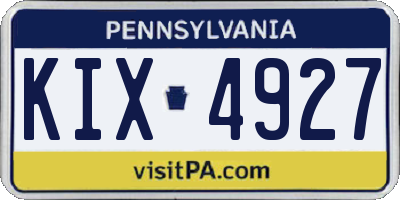 PA license plate KIX4927