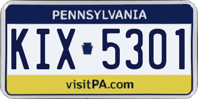 PA license plate KIX5301