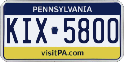 PA license plate KIX5800