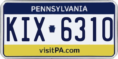 PA license plate KIX6310