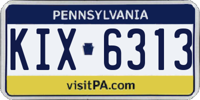 PA license plate KIX6313