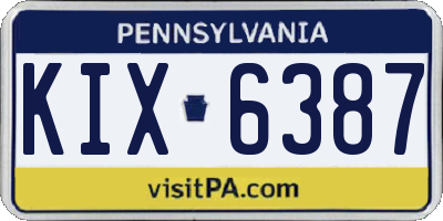 PA license plate KIX6387