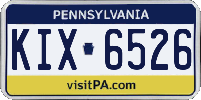 PA license plate KIX6526