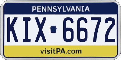 PA license plate KIX6672