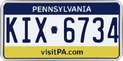 PA license plate KIX6734