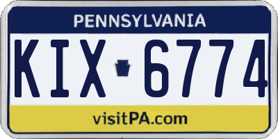 PA license plate KIX6774