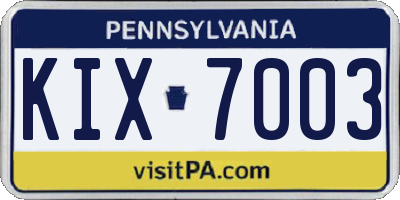 PA license plate KIX7003