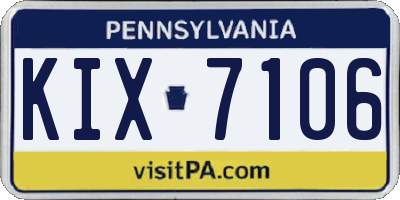 PA license plate KIX7106