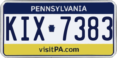 PA license plate KIX7383