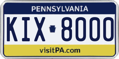 PA license plate KIX8000