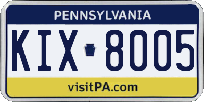 PA license plate KIX8005