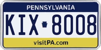 PA license plate KIX8008