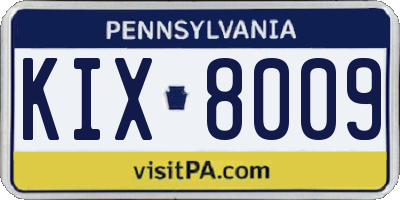 PA license plate KIX8009