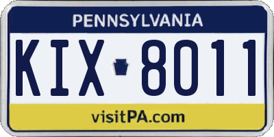 PA license plate KIX8011
