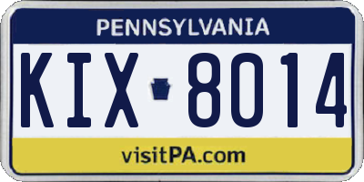 PA license plate KIX8014