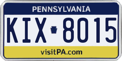 PA license plate KIX8015