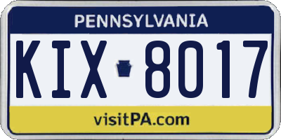 PA license plate KIX8017