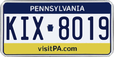 PA license plate KIX8019