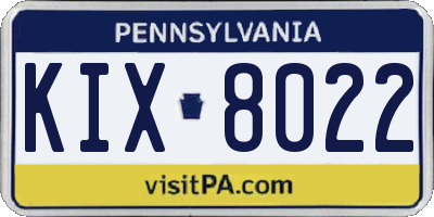 PA license plate KIX8022