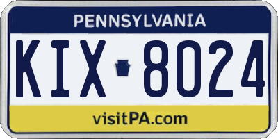 PA license plate KIX8024