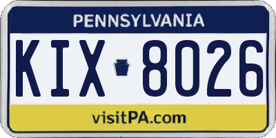 PA license plate KIX8026