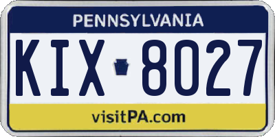 PA license plate KIX8027