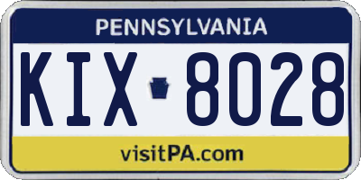 PA license plate KIX8028