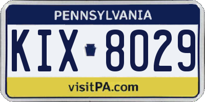 PA license plate KIX8029