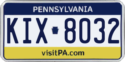 PA license plate KIX8032