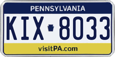 PA license plate KIX8033