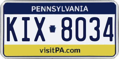 PA license plate KIX8034
