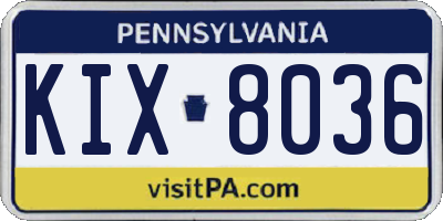 PA license plate KIX8036