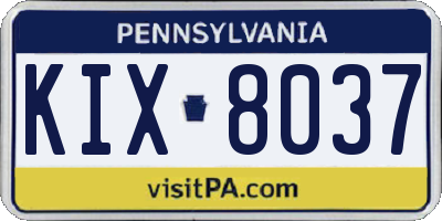 PA license plate KIX8037