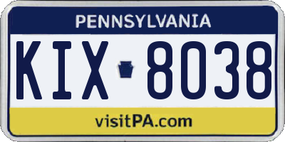 PA license plate KIX8038