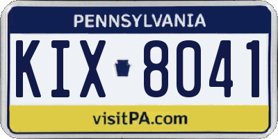 PA license plate KIX8041