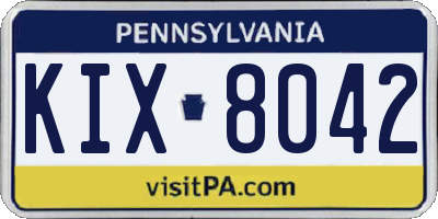 PA license plate KIX8042