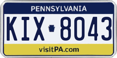 PA license plate KIX8043