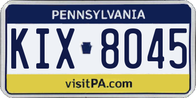 PA license plate KIX8045